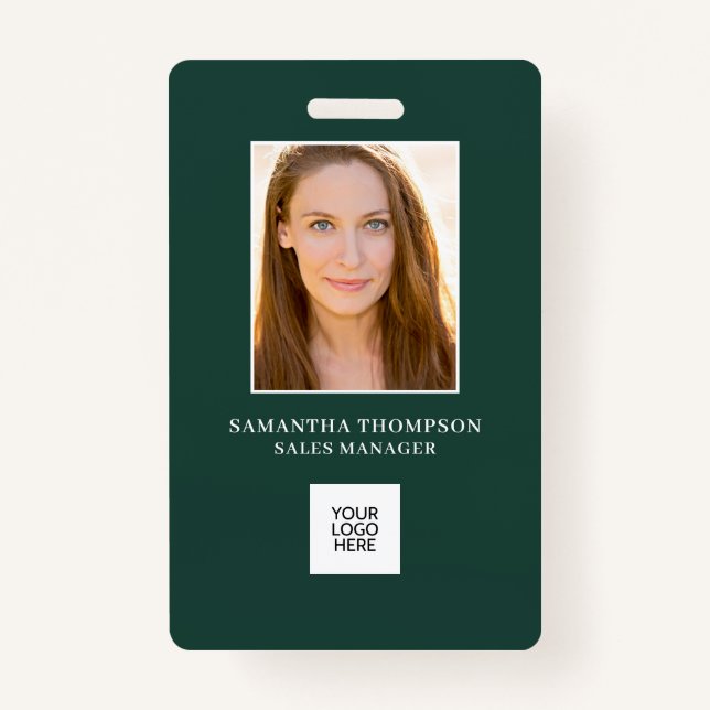 Green Employee Photo ID Company Logo Badge ID Badge (Front)