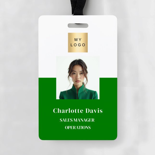 Green employee photo ID company security ID Badge (Creator Uploaded)