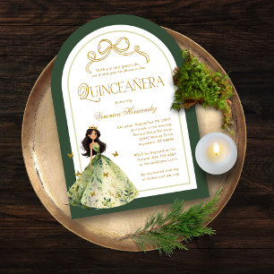 Green Enchanted Forest 15th Quinceanera Birthday Invitation