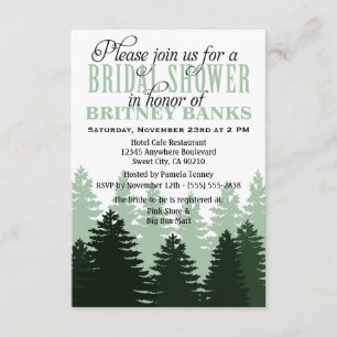 Green Enchanted Forest Bridal Shower Invitations