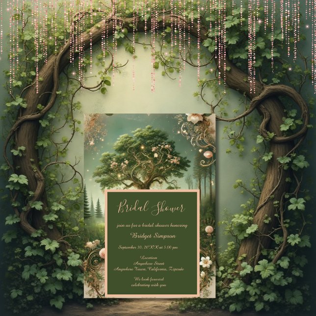 green Enchanted Forest mediaeval Bridal Shower  Invitation (Creator Uploaded)