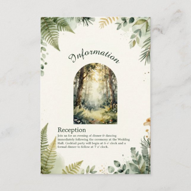 green Enchanted Forest Watercolor boho Wedding Enclosure Card (Front)