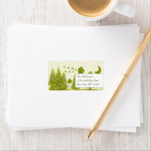Green Enchantment Moon Tree Stars Return Address Label