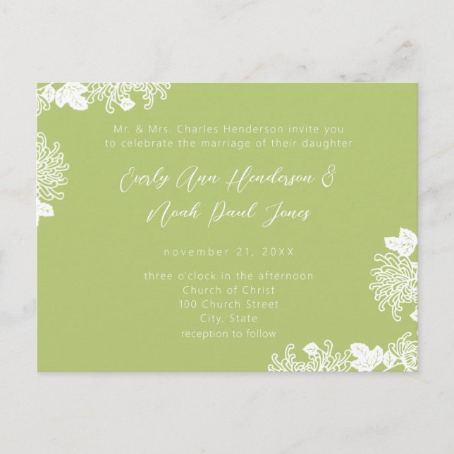 Green Enchantment  Wedding Invitation  Postcard (Front)