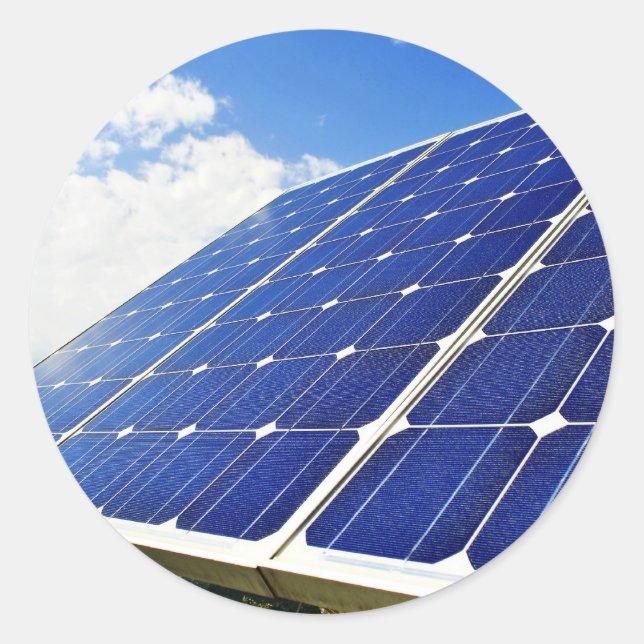 Green Energy Solar Power Classic Round Sticker (Front)