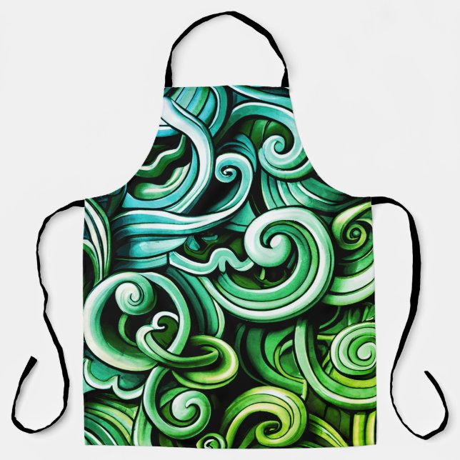 Green Energy Swirls  Apron (Front)