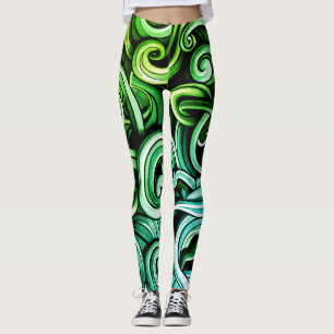 Green Energy Swirls  Leggings
