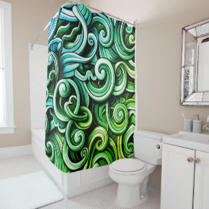Green Energy Swirls Shower Curtain