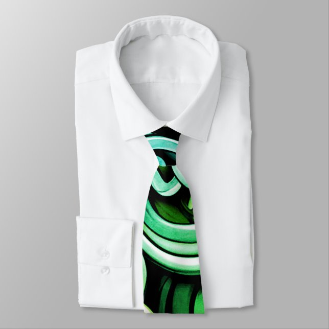 Green Energy Swirls  Tie (Tied)