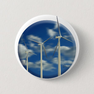 Green Energy Wind Turbine 6 Cm Round Badge