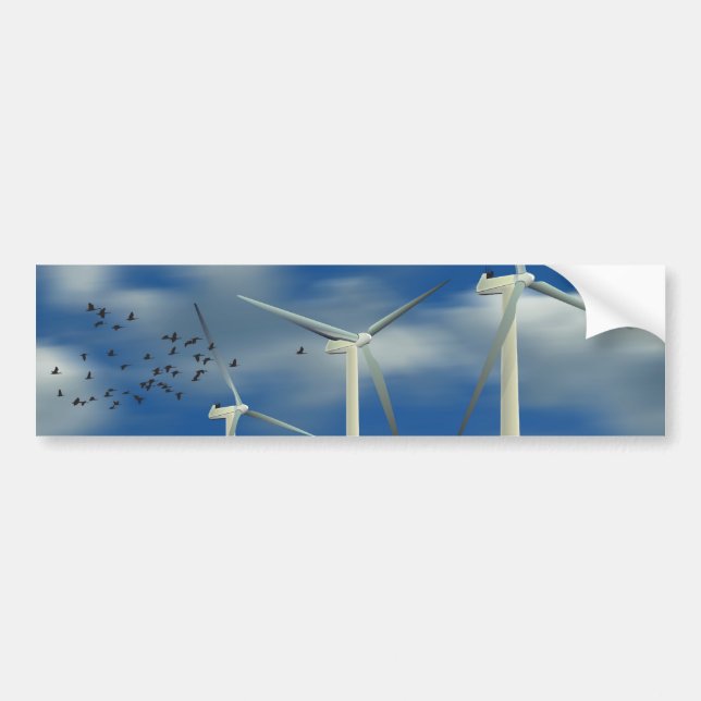 Green Energy Wind Turbine Bumper Sticker (Front)