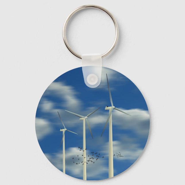 Green Energy Wind Turbine Key Ring (Front)