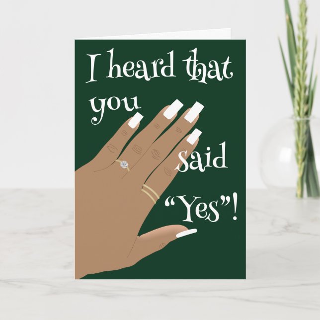 Green Engagement Ring African American Greeting Card (Front)
