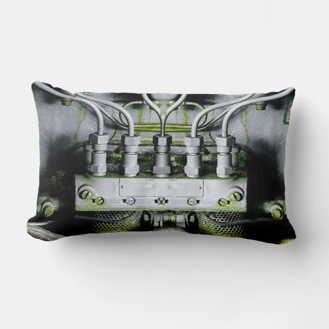 Green Engine by Alexandra Cook Lumbar Cushion (Front)