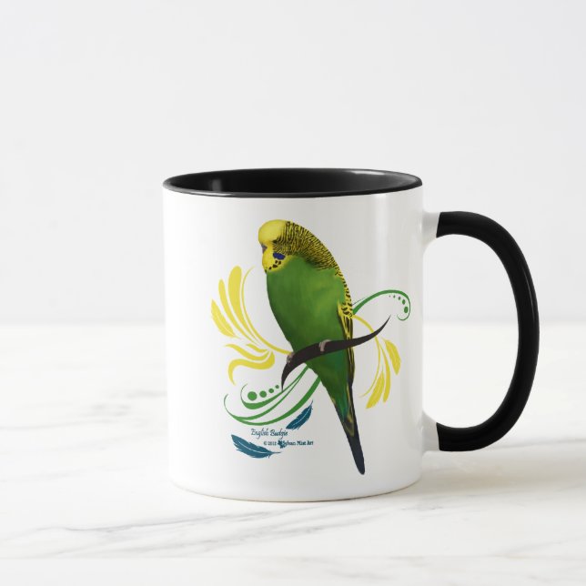 Green English Budgie Mug (Right)