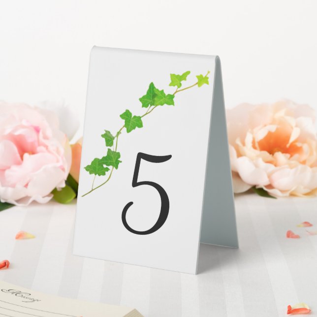 Green English Ivy Foliage Wedding Table Number (In SItu (Wedding))
