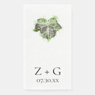 Green English Ivy Leaf Watercolor Wedding Napkin