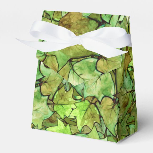 Green English Ivy Nature Watercolor Pattern Favour Box (Front Side)