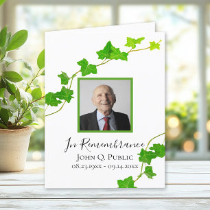 Green English Ivy Vine Foliage Funeral Sympathy Thank You Card