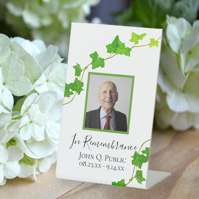 Green English Ivy Vine Funeral Memorial Pedestal Sign (Creator Uploaded)
