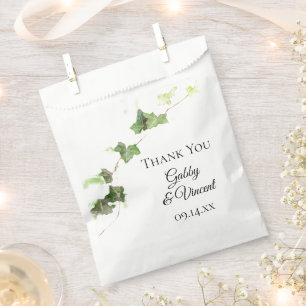 Green English Ivy Vine Watercolor Wedding Favour Bag