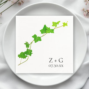 Green English Ivy Vine Wedding  Napkin