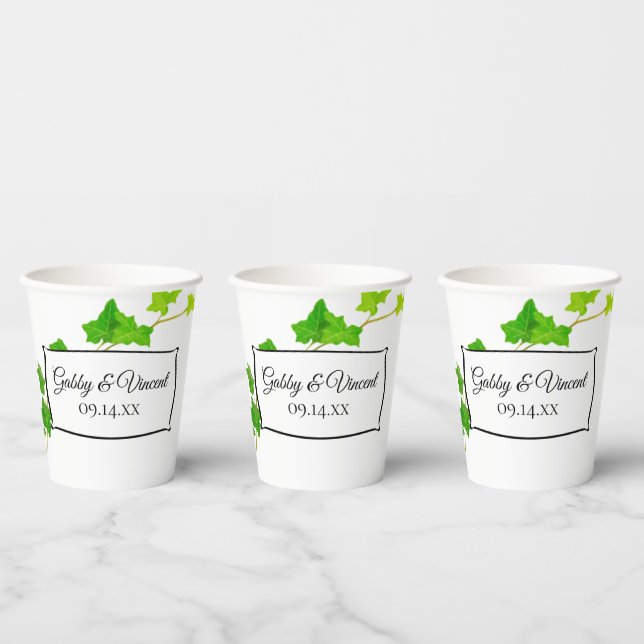 Green English Ivy Vine Wedding Paper Cups (Multi)