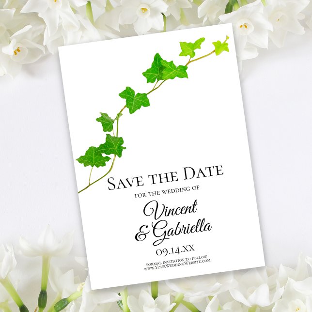 Green English Ivy Wedding Save the Date (Creator Uploaded)