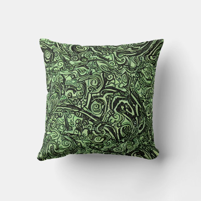 Green Enigma Throw Pillow (Back)