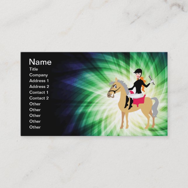 Green Equestrian Girl Business Card (Front)
