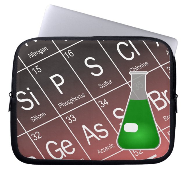 Green Erlenmeyer (Conical) Flask Chemistry Laptop Sleeve (Front)