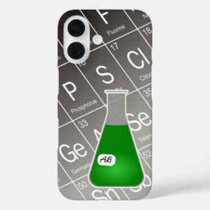 Green Erlenmeyer Flask (with Initials) Chemistry iPhone 16 Case