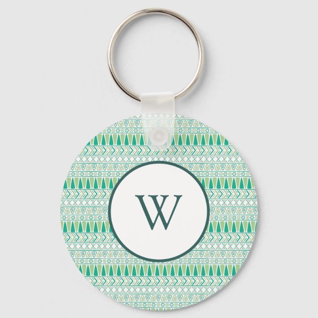 Green Ethnical Pattern design Key Ring (Front)