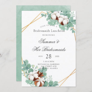 Green Eucalyptus and Cotton Bridesmaids Luncheon I Invitation