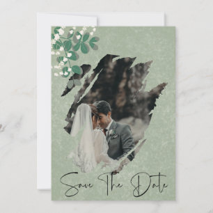 green eucalyptus and Gypsophila photo wedding Save The Date