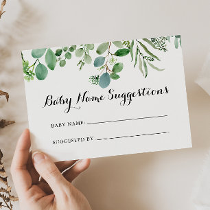Green Eucalyptus Baby Name Suggestions Card