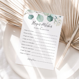 Green Eucalyptus Baby Shower Hopes & Wishes Card