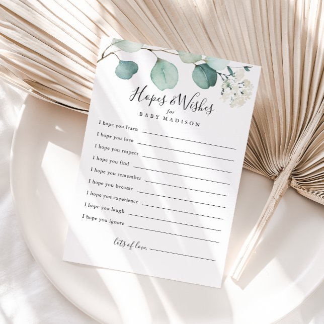 Green Eucalyptus Baby Shower Hopes & Wishes Card (Creator Uploaded)