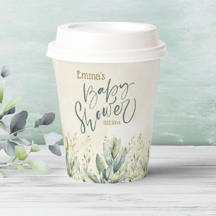 Green Eucalyptus Baby Shower  Paper Cups
