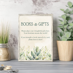 Green Eucalyptus Books And Gifts Baby Shower Poster