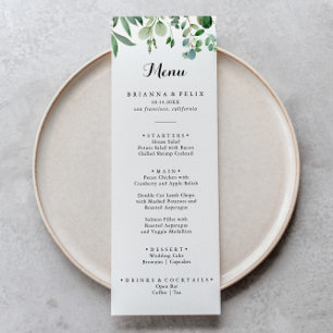 Green Eucalyptus Botanical Calligraphy Dinner Menu