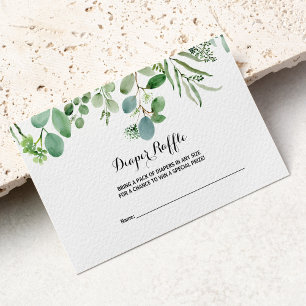 Green Eucalyptus Botanical Foliage Diaper Raffle Enclosure Card