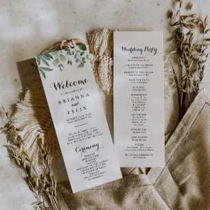 Green Eucalyptus Botanical Foliage Wedding Program