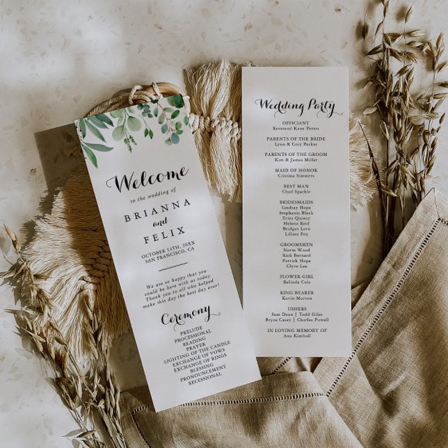 Green Eucalyptus Botanical Foliage Wedding Program (Creator Uploaded)