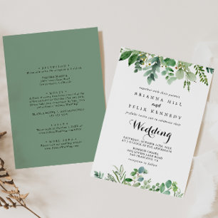 Green Eucalyptus Botanical Front & Back Wedding Invitation