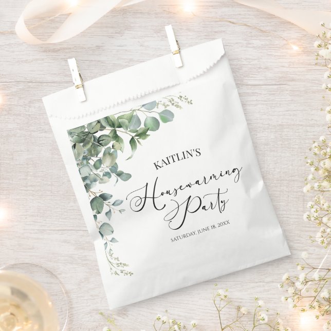Green Eucalyptus Botanical Housewarming Party Favour Bag (Clipped)