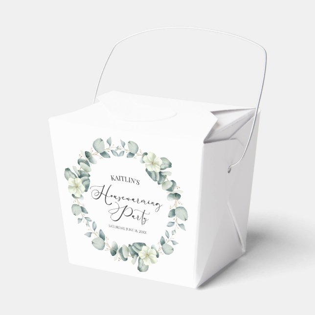 Green Eucalyptus Botanical Housewarming Party Favour Box (Front Side)