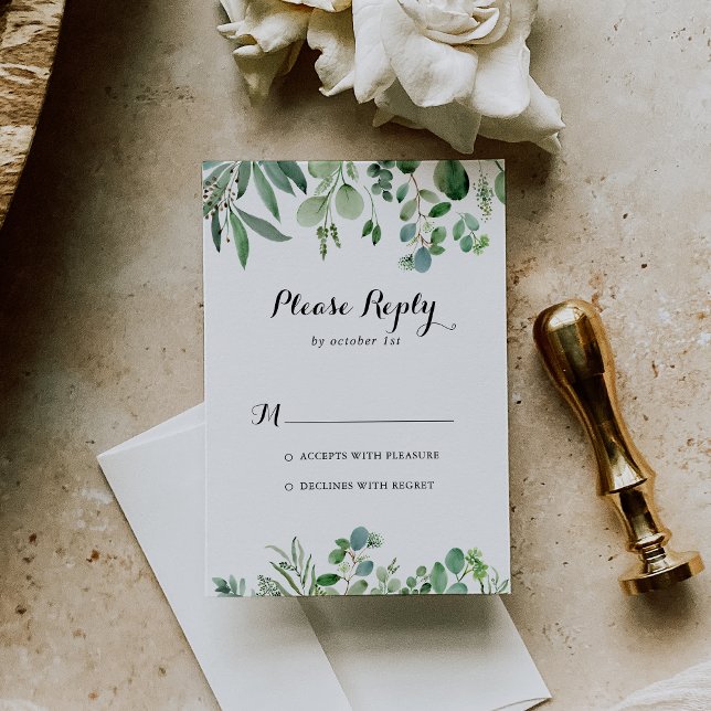 Green Eucalyptus Botanical Modern Calligraphy RSVP (Creator Uploaded)