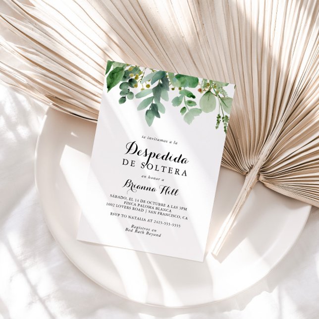 Green Eucalyptus Botanical Spanish Bridal Shower Invitation (Creator Uploaded)