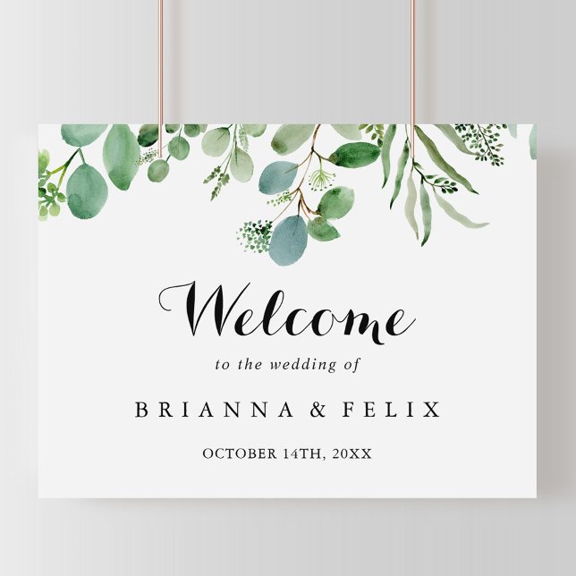 Green Eucalyptus Botanical Wedding Welcome Sign (Creator Uploaded)